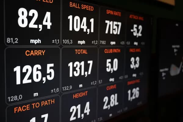 TrackMan-Daten auf dem Bildschirm in der BirdieZone